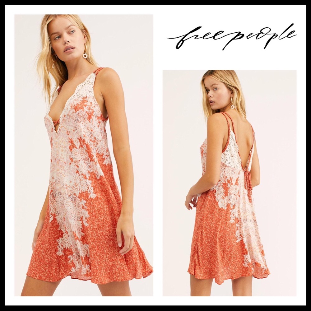 FREE PEOPLE BOHO LACE FLOWY SLIP MINI DRESS A3C - Picture 16 of 16
